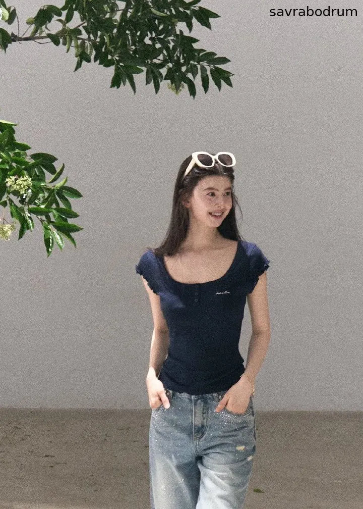 Oxygen U-Neck Wool-Blend Tee