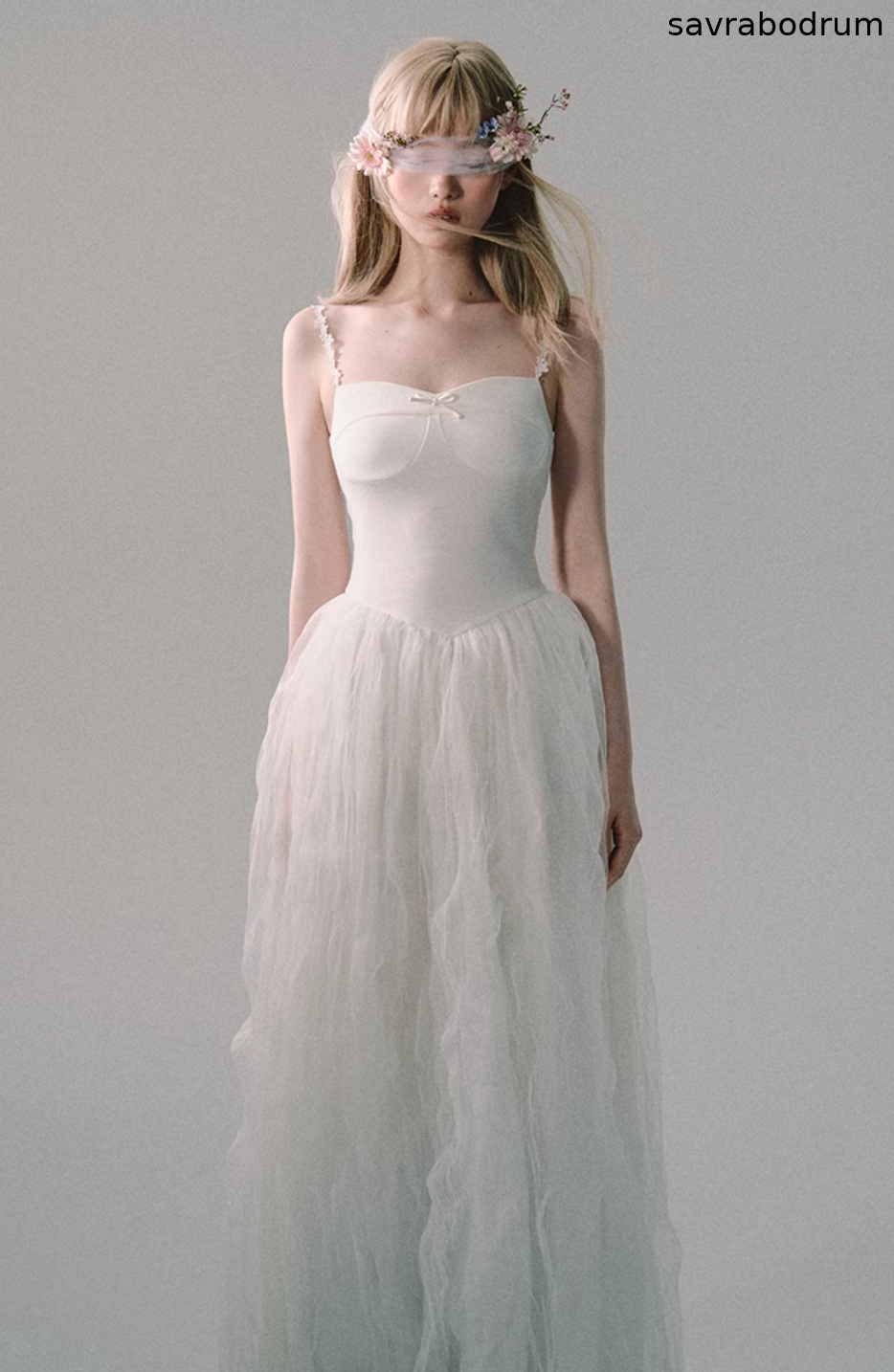White Mesh Embroidered Slip Dress