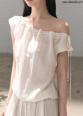 Quiet Courtyard Draped Top & Wide-Leg Pants Set