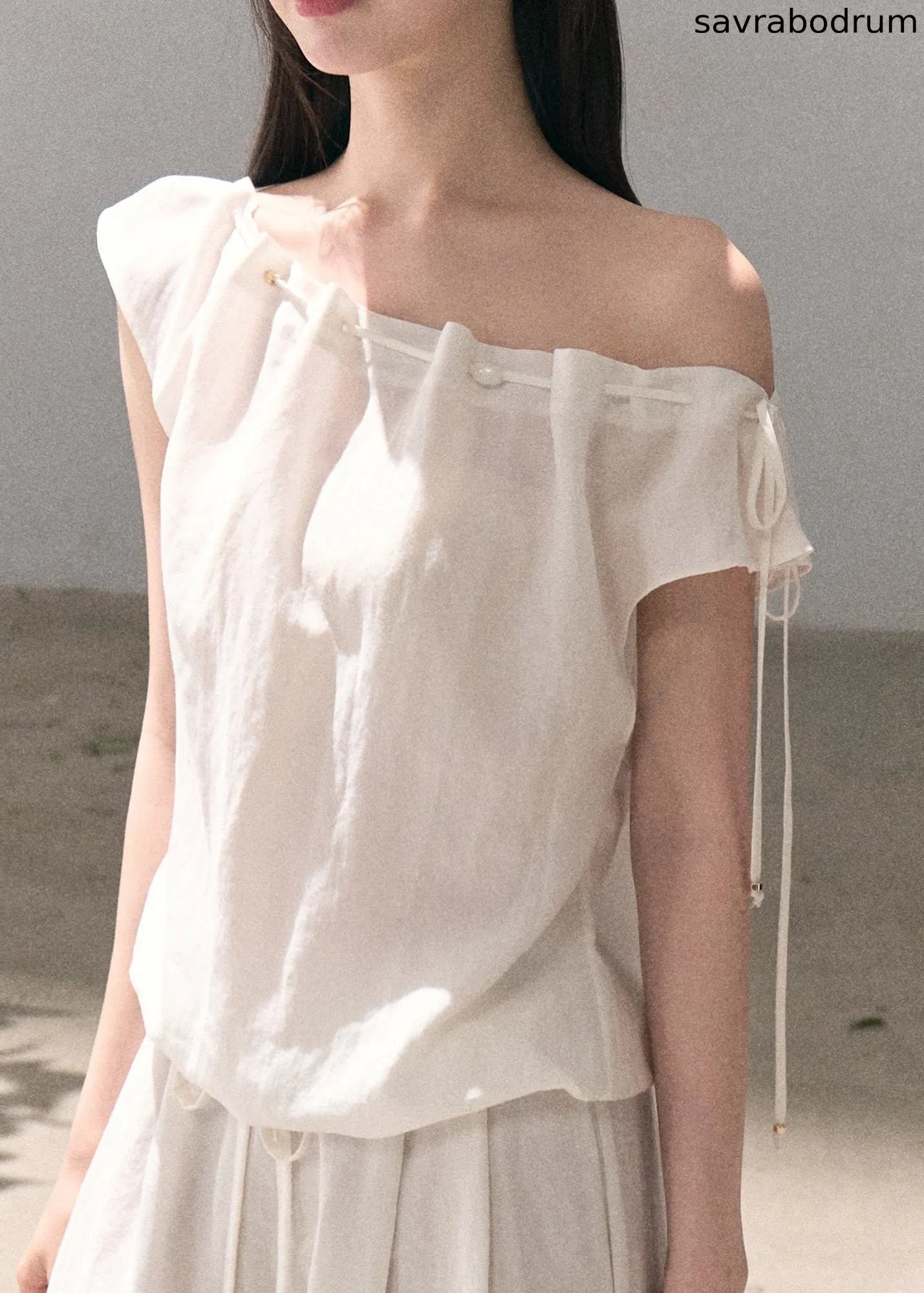 Quiet Courtyard Draped Top & Wide-Leg Pants Set