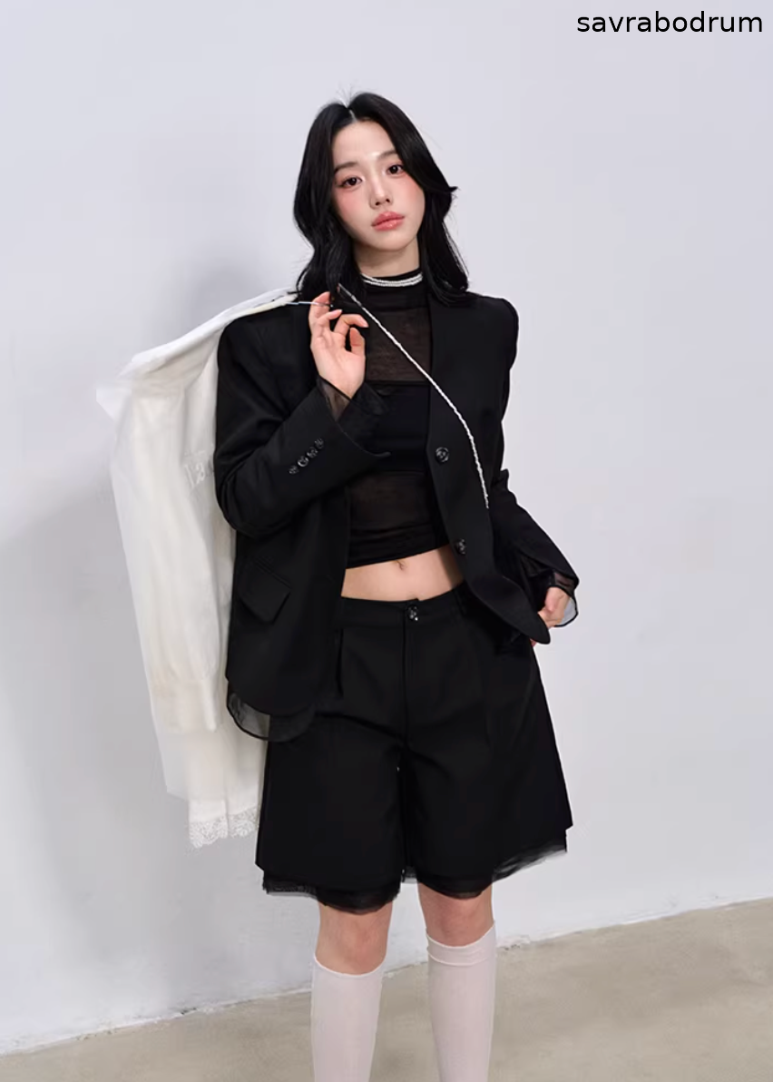 Midnight Tailored Shorts Set
