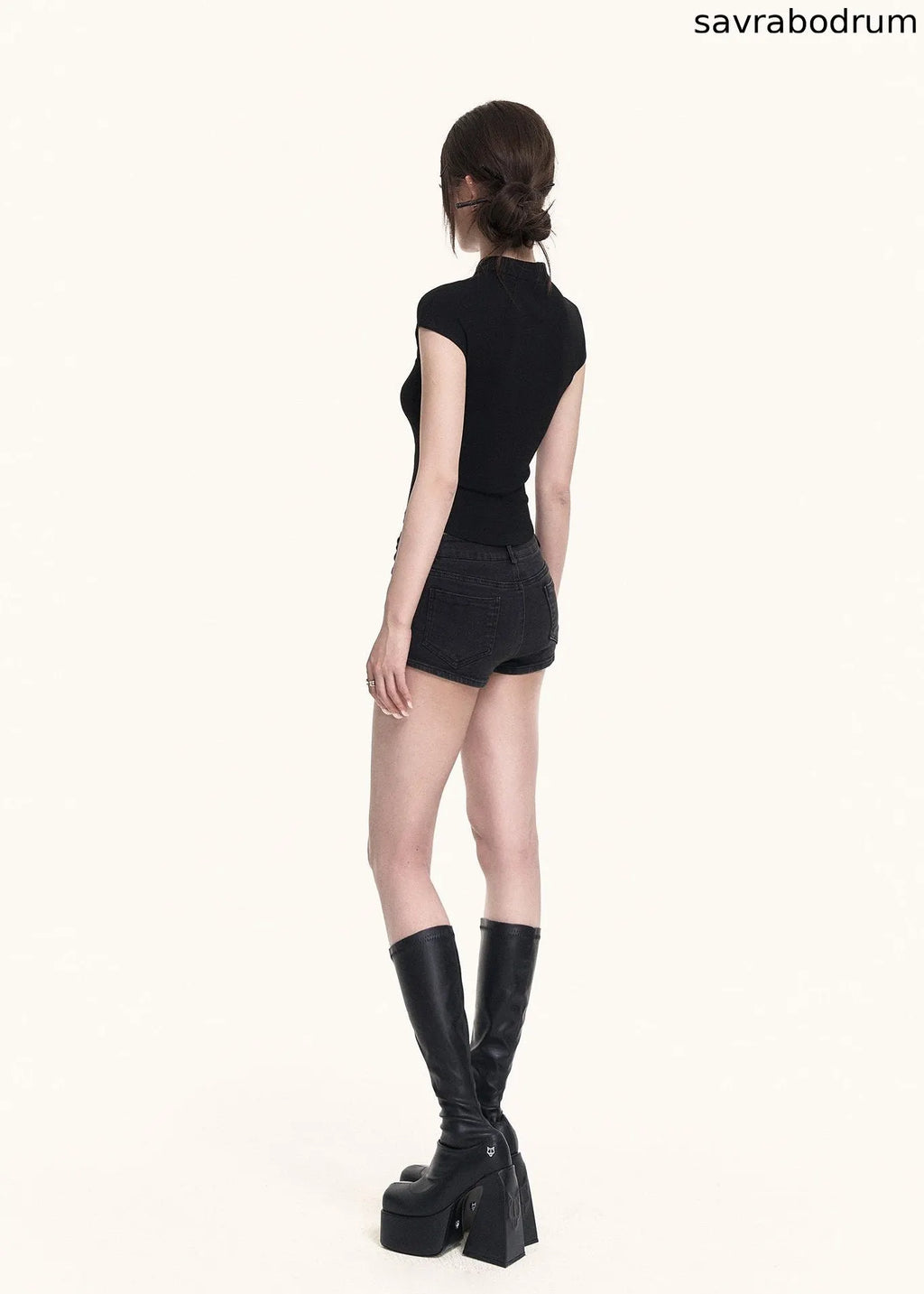 Dark Cross Cutout Crop Top