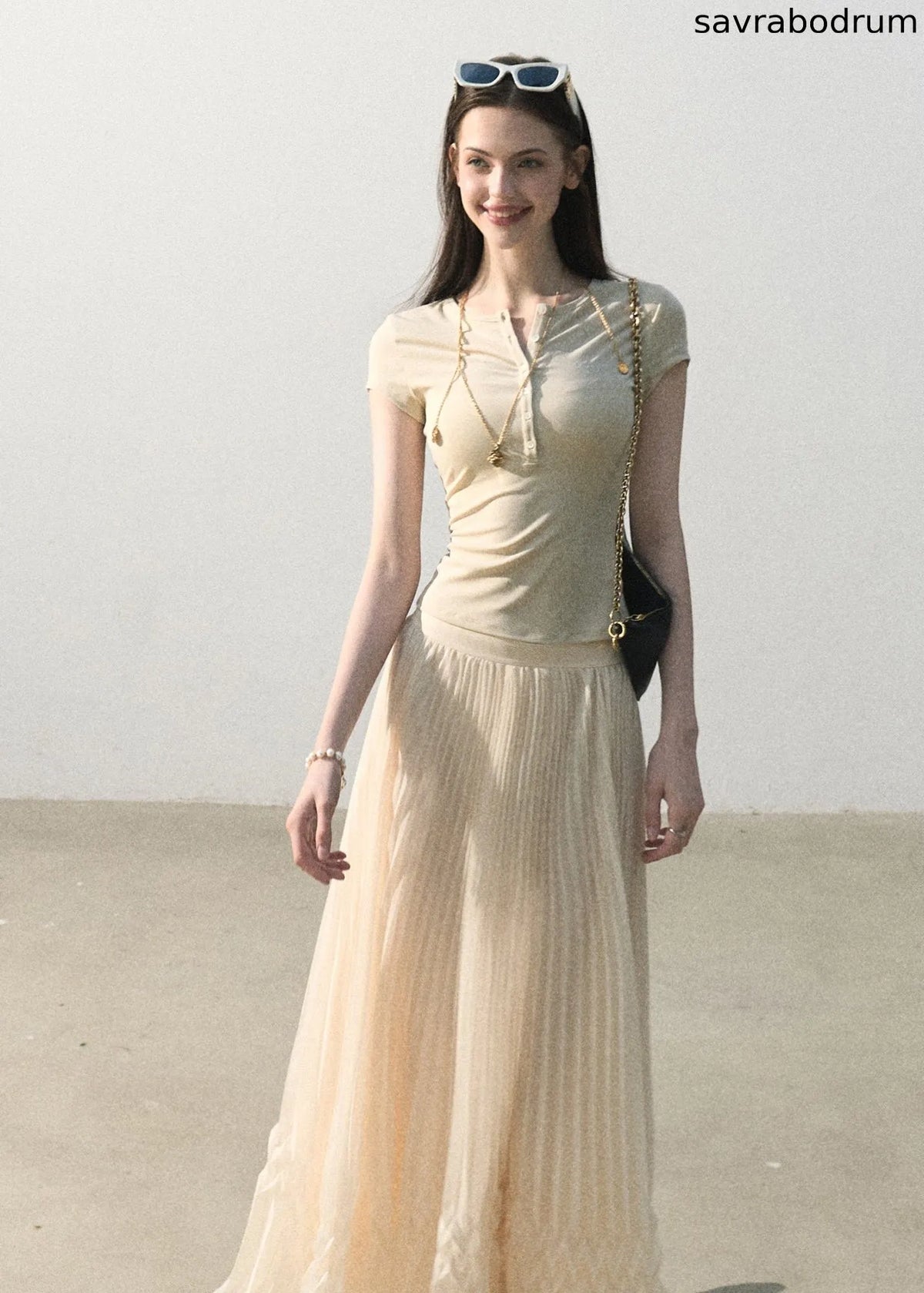 Lyocell Button-Neck Tee