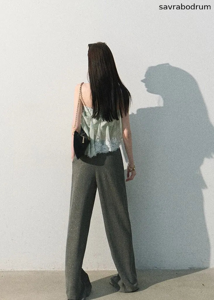 Gilded Drape Linen-Blend Wide-Leg Pants