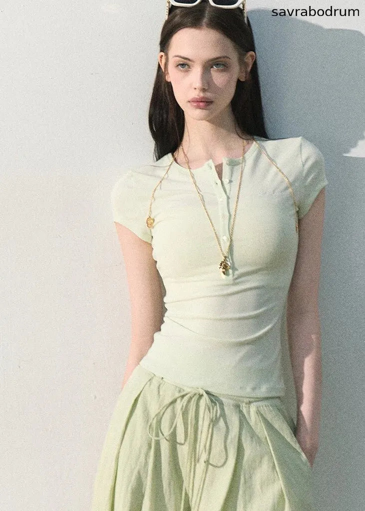 Lyocell Button-Neck Tee
