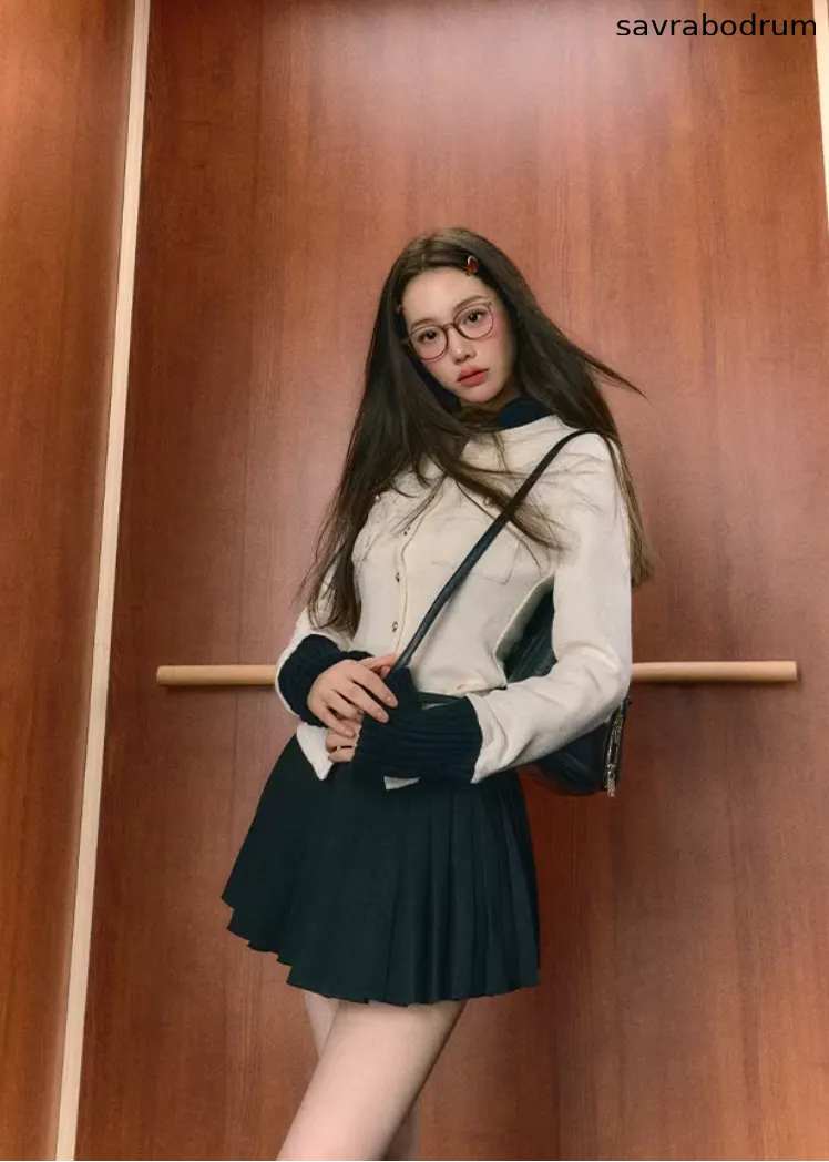 Midnight Preppy Pleated Set