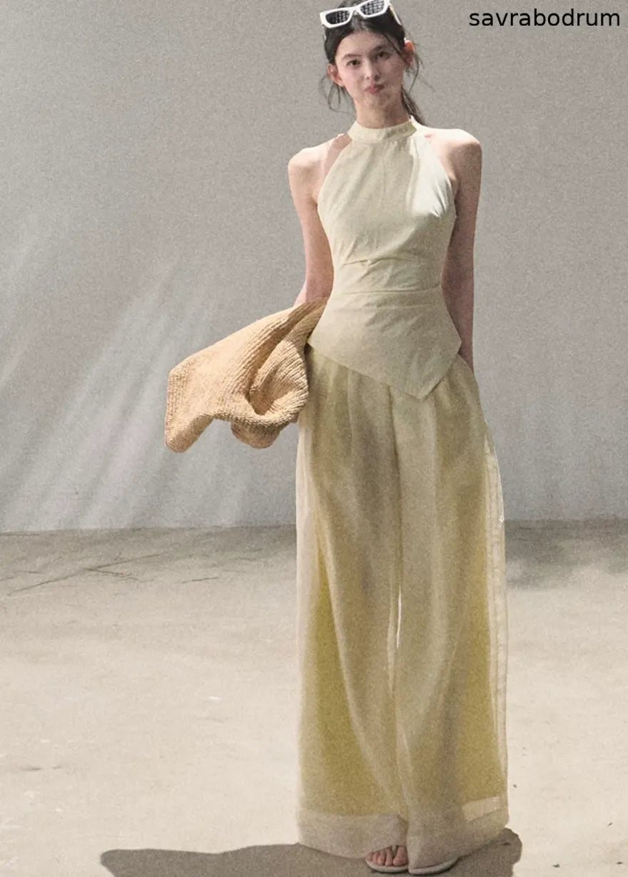 Childlike Fun Draped Mesh Wide-Leg Pants