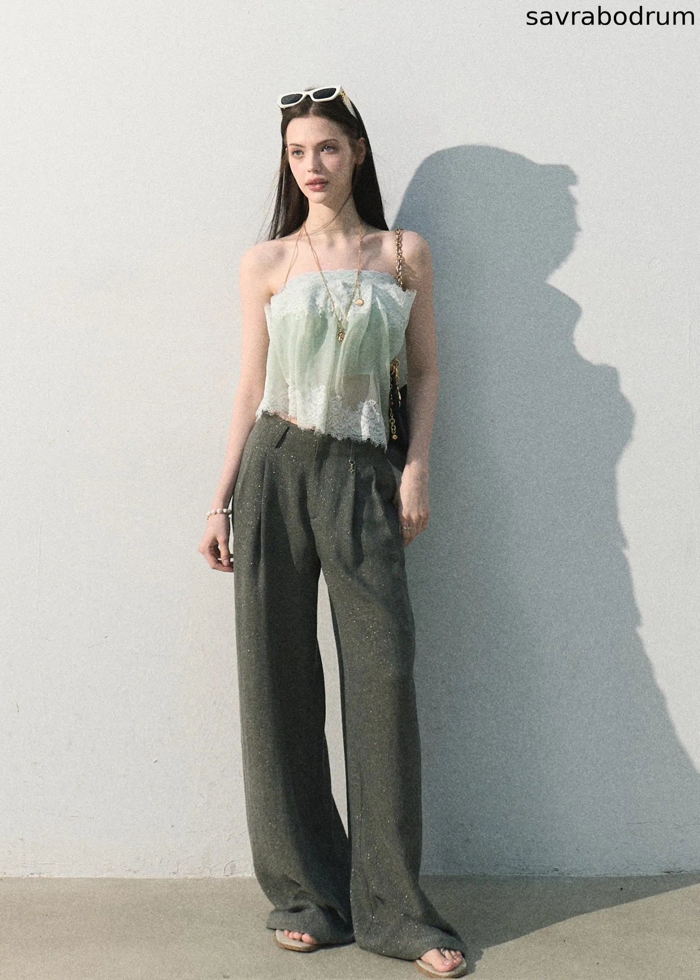 Gilded Drape Linen-Blend Wide-Leg Pants