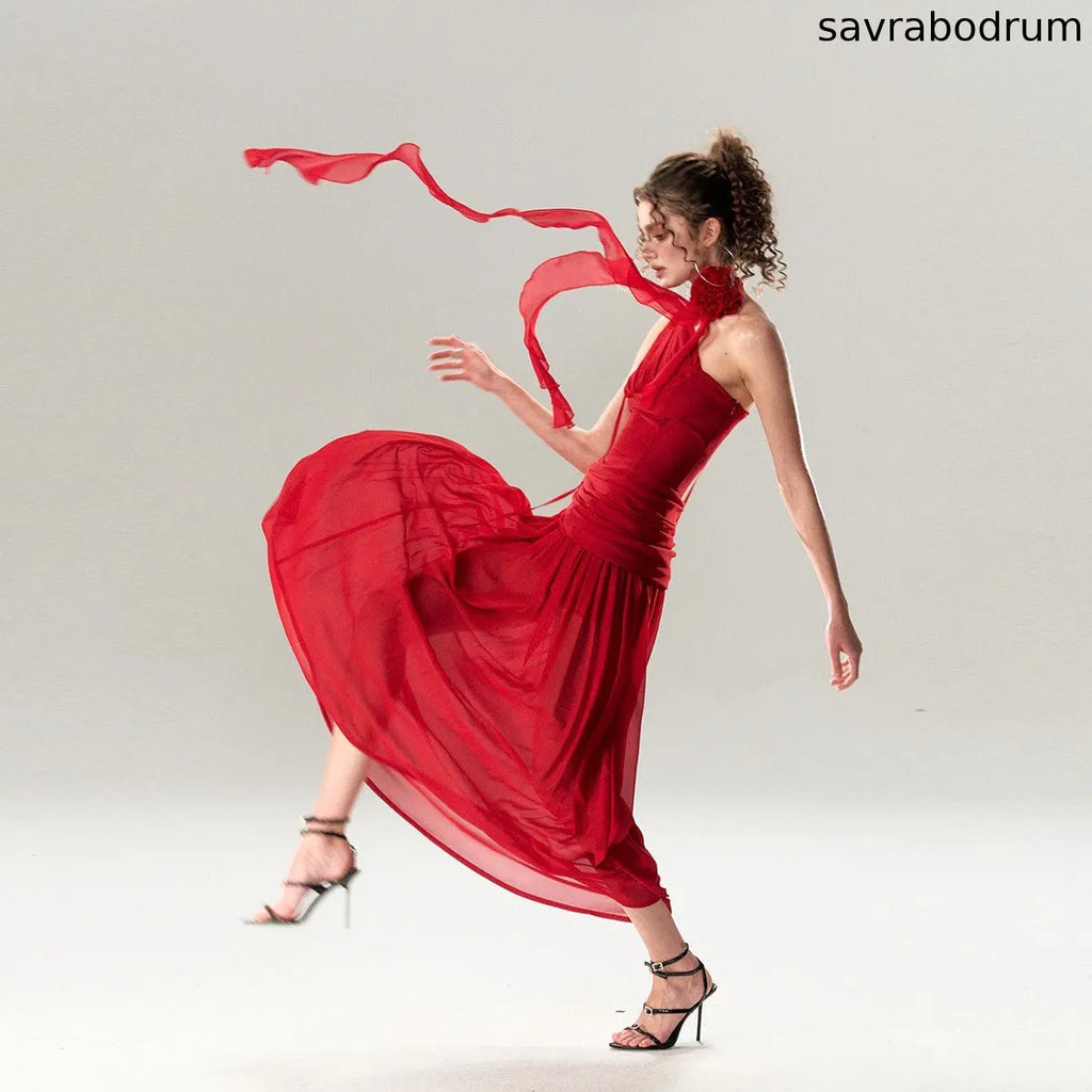 Greek-Inspired High Waist Maxi Dress