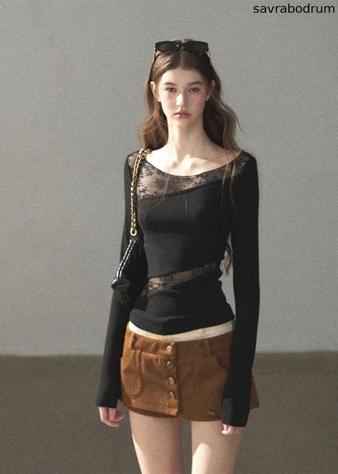 Misty Skin Sheer Lace Long Sleeve Top