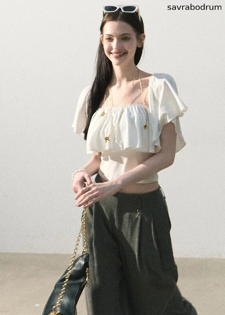 Gilded Drape Linen-Blend Wide-Leg Pants