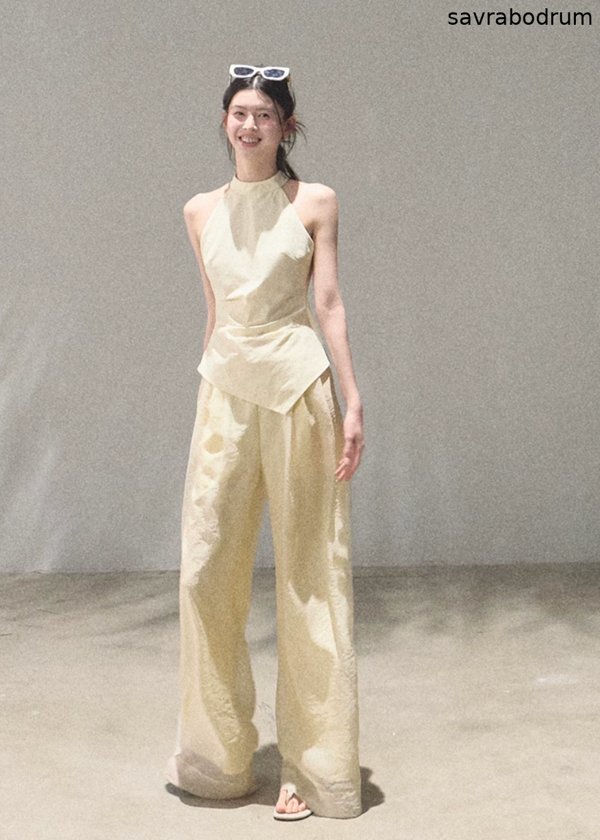 Childlike Fun Draped Mesh Wide-Leg Pants