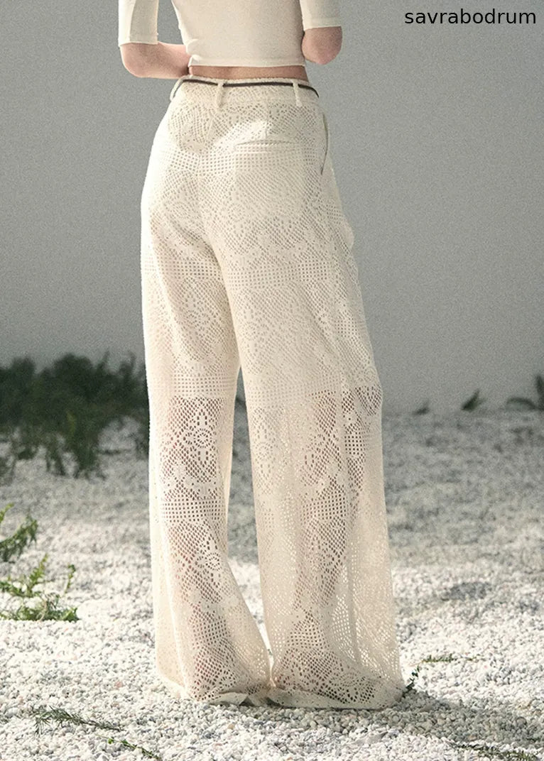 Stroll Here Openwork Wide-Leg Pants