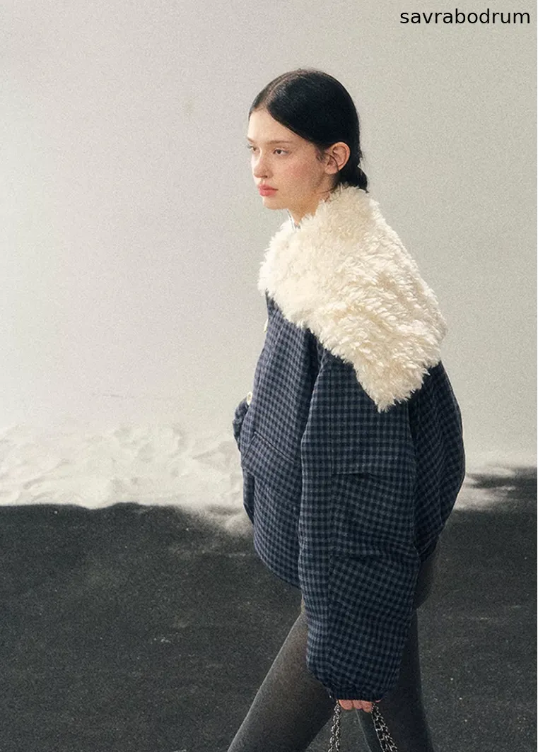 Silent Blue Lamb Collar Jacket