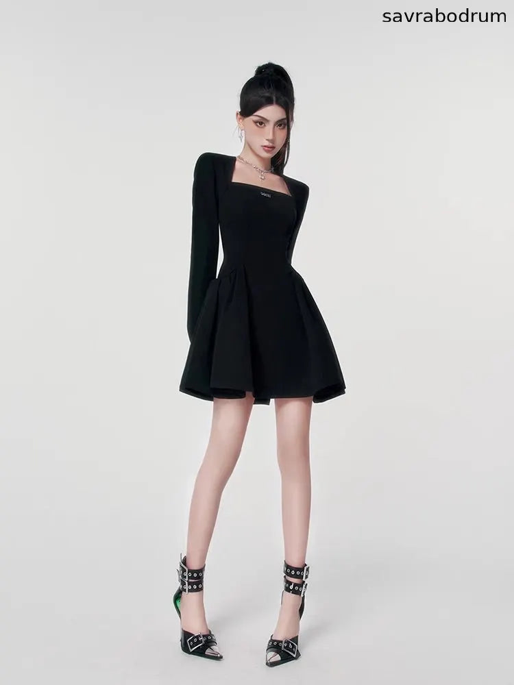 Black Puff Skirt Elegance Dress