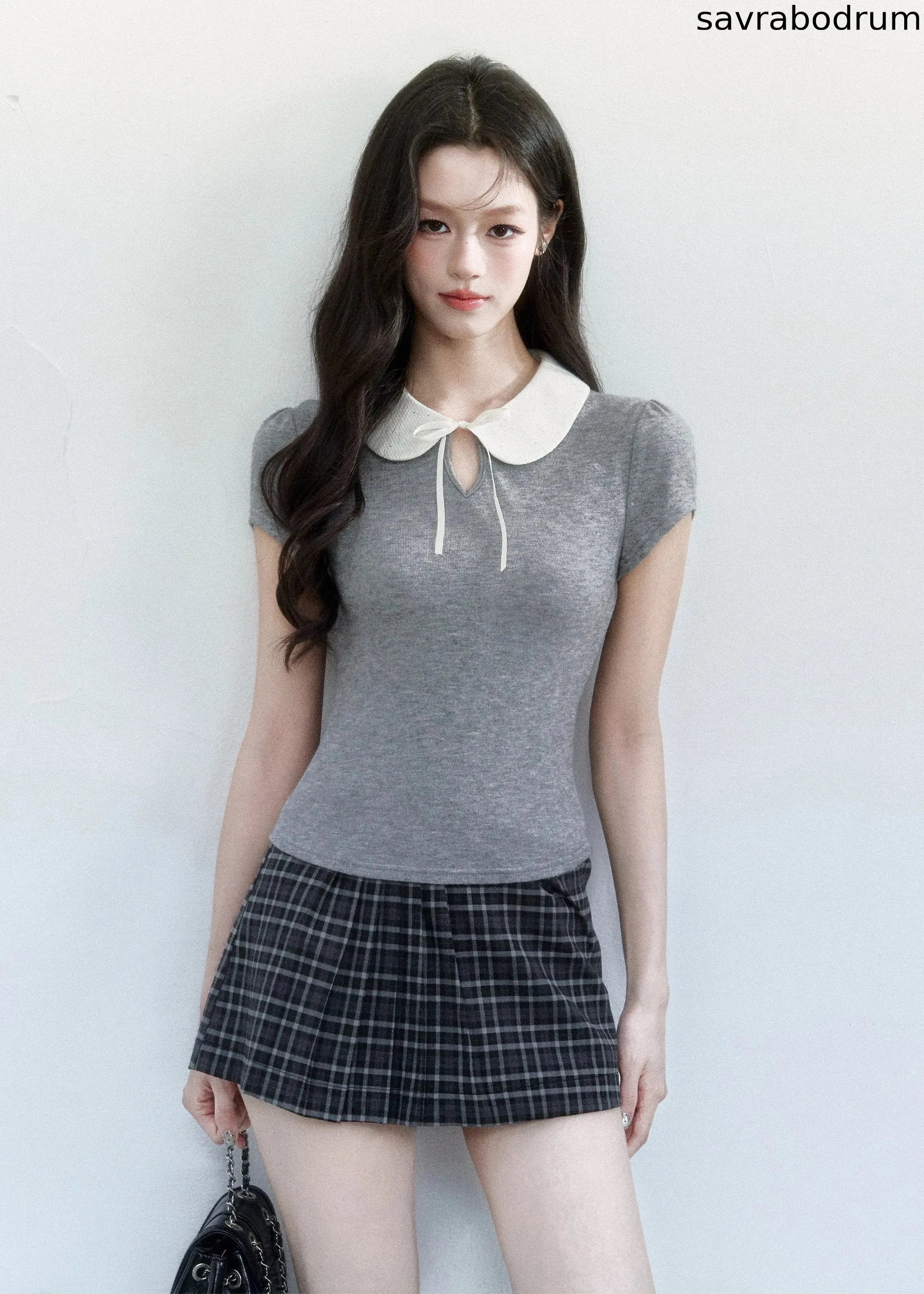 Doll Collar Slim Knit T-Shirt