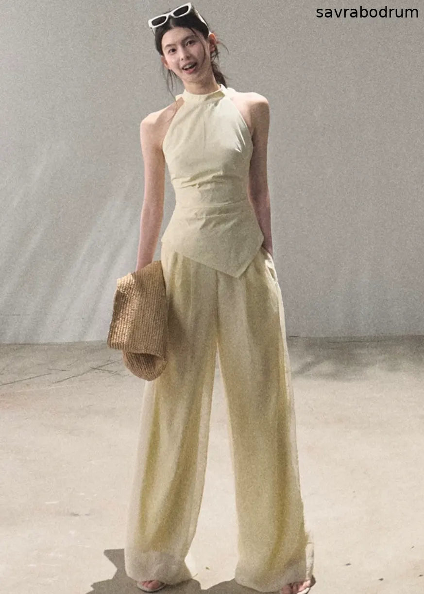 Childlike Fun Draped Mesh Wide-Leg Pants