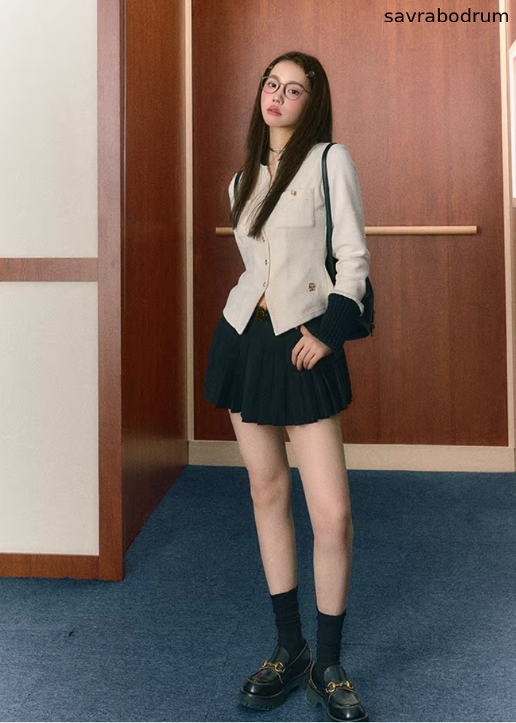 Midnight Preppy Pleated Set