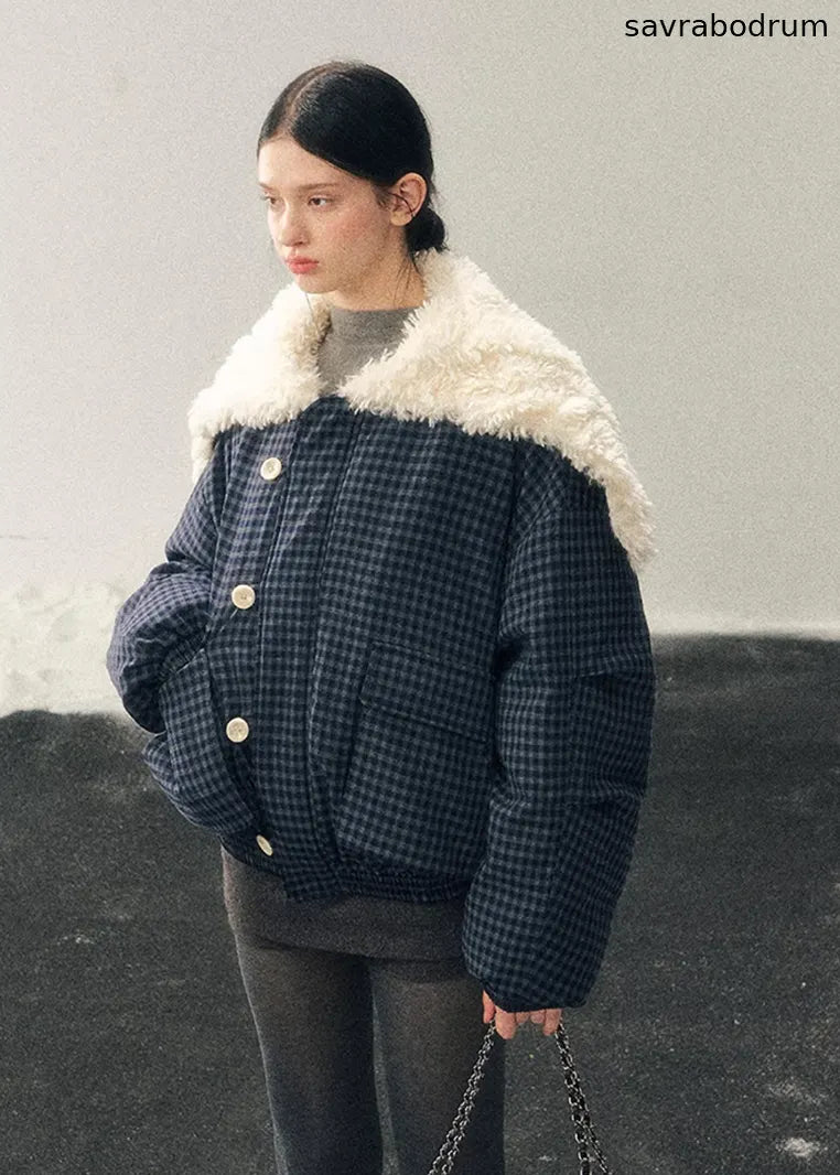 Silent Blue Lamb Collar Jacket