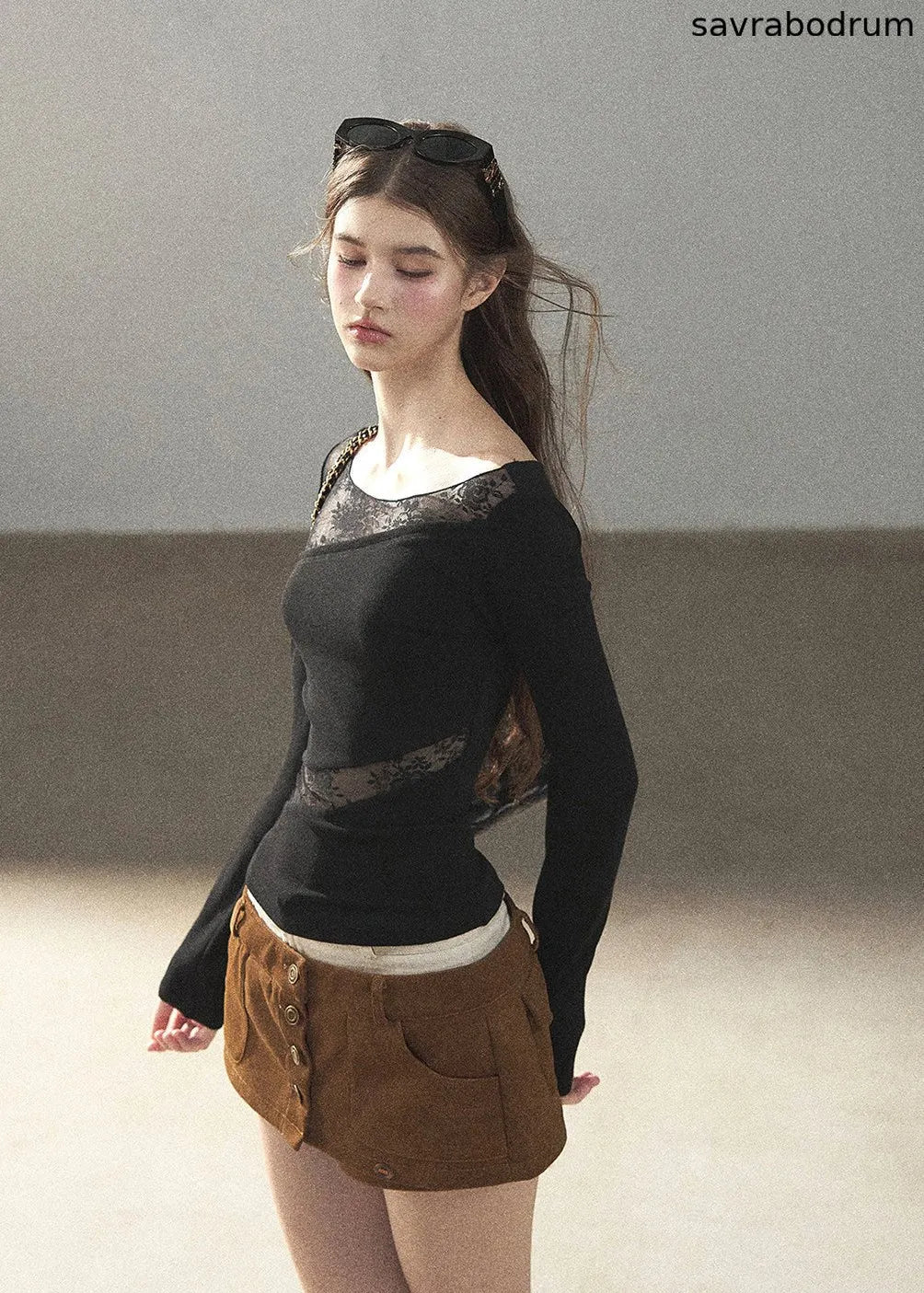 Misty Skin Sheer Lace Long Sleeve Top