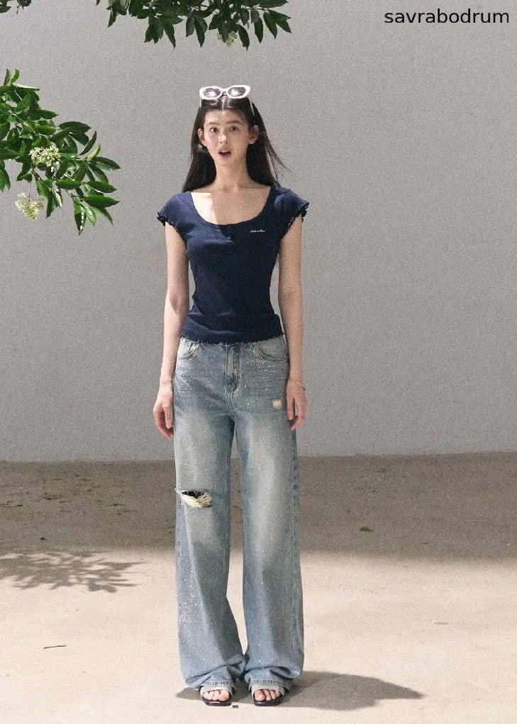 Oxygen U-Neck Wool-Blend Tee