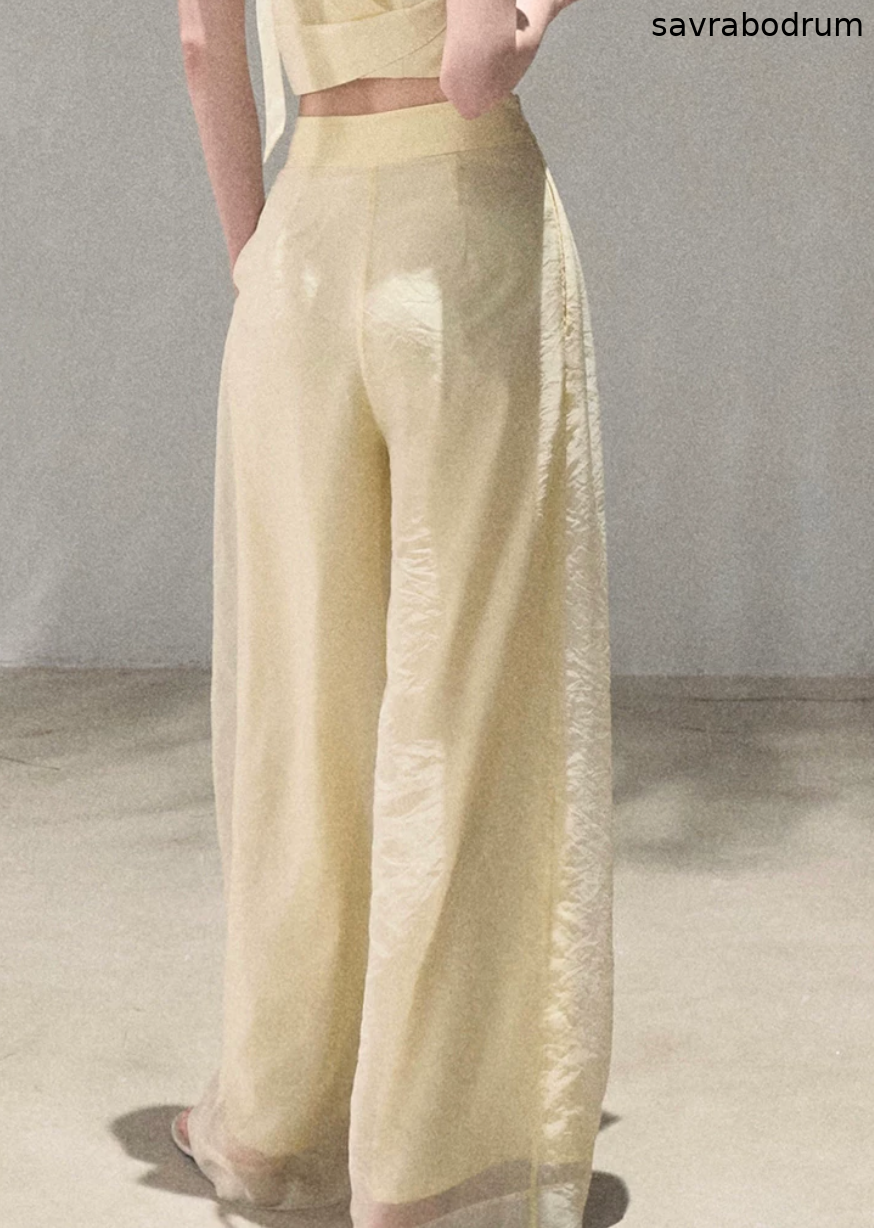 Childlike Fun Draped Mesh Wide-Leg Pants