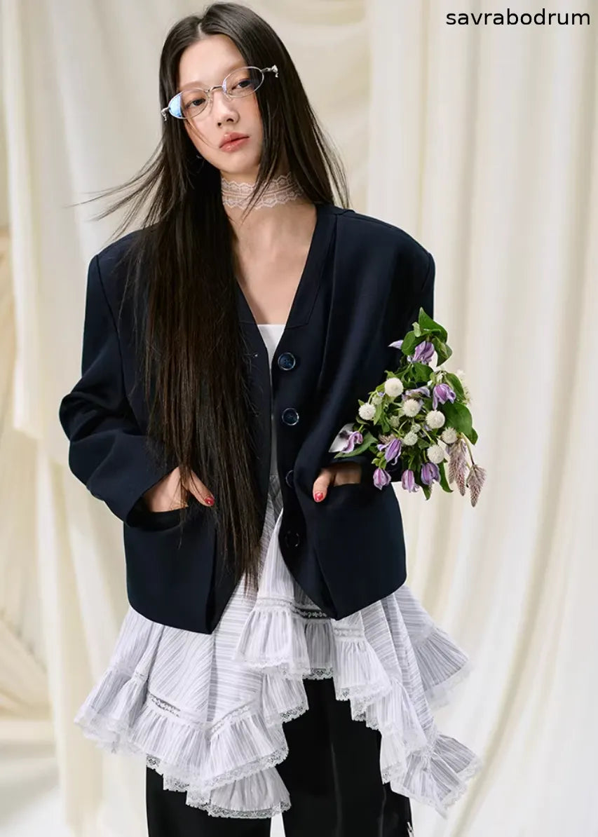 Midnight Veil Patchwork Blazer