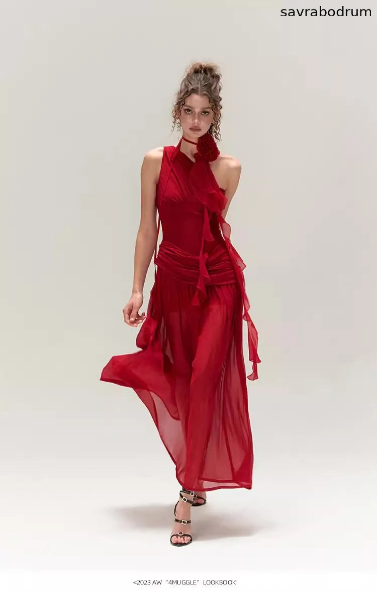 Greek-Inspired High Waist Maxi Dress