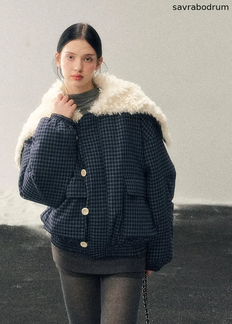 Silent Blue Lamb Collar Jacket