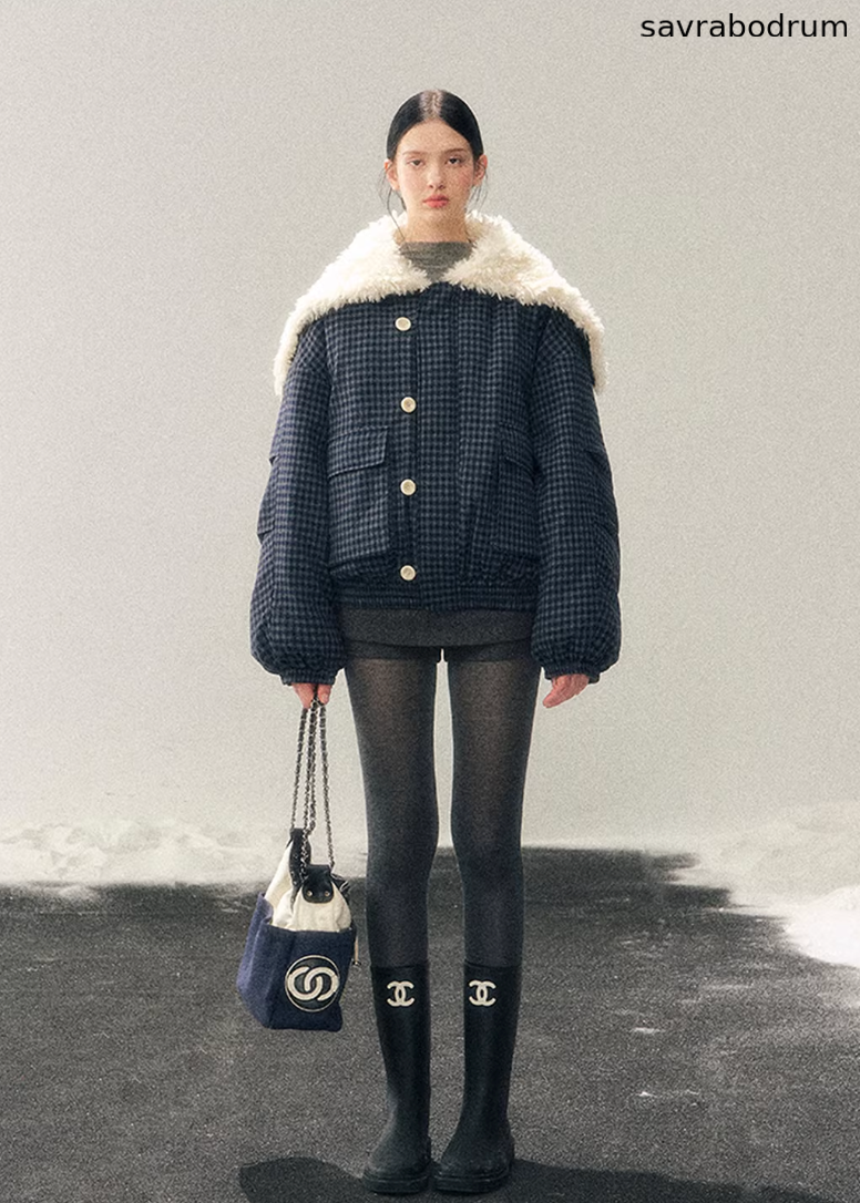 Silent Blue Lamb Collar Jacket