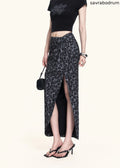 Leopard Slit Skirt & Crop Tee Set