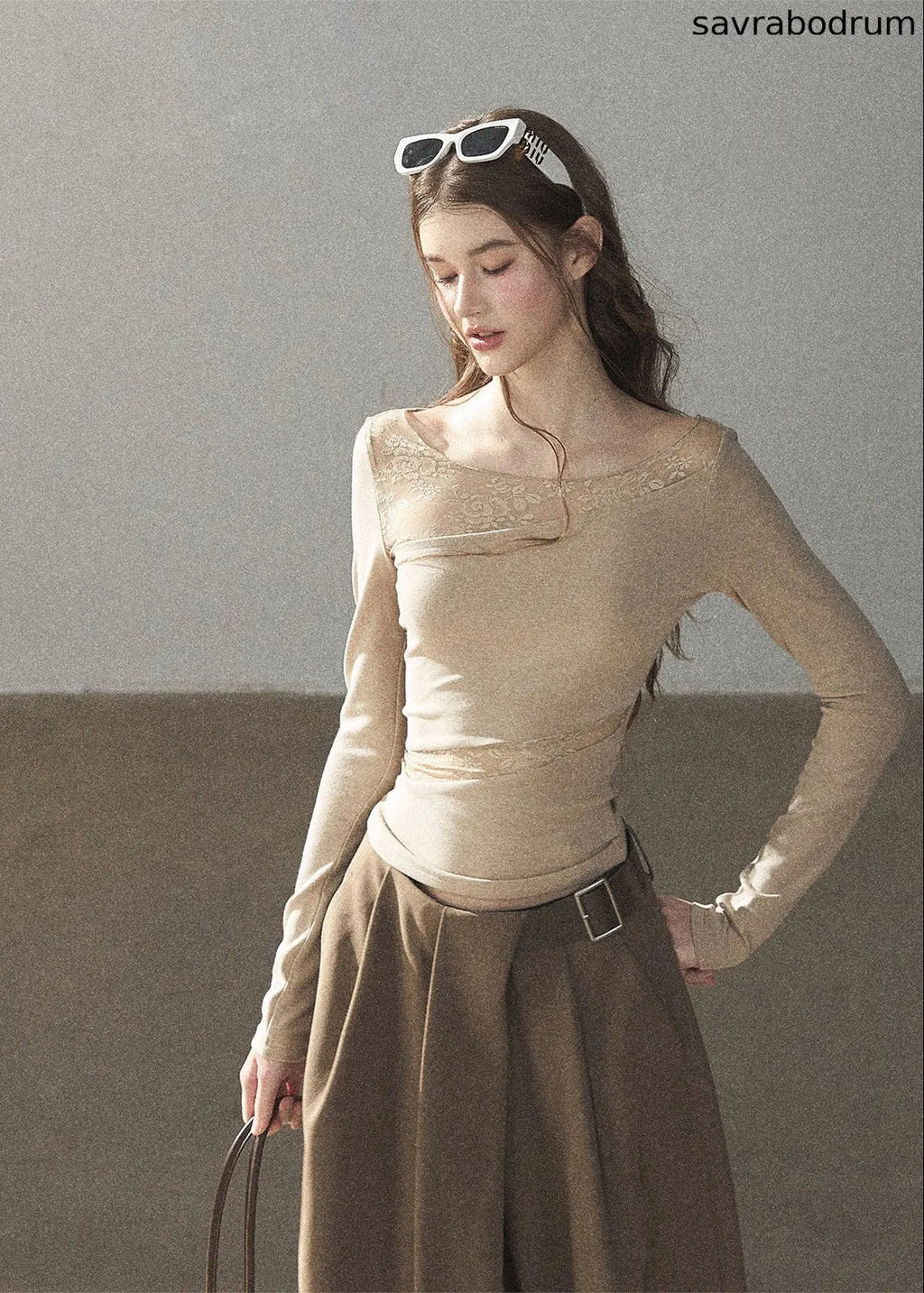 Misty Skin Sheer Lace Long Sleeve Top