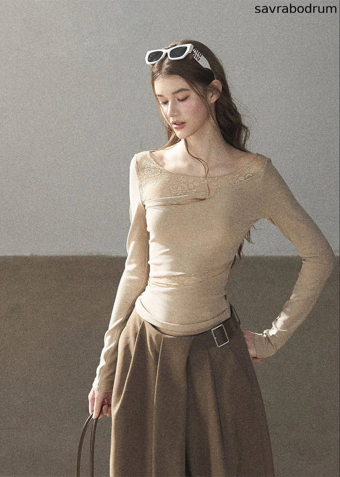 Misty Skin Sheer Lace Long Sleeve Top