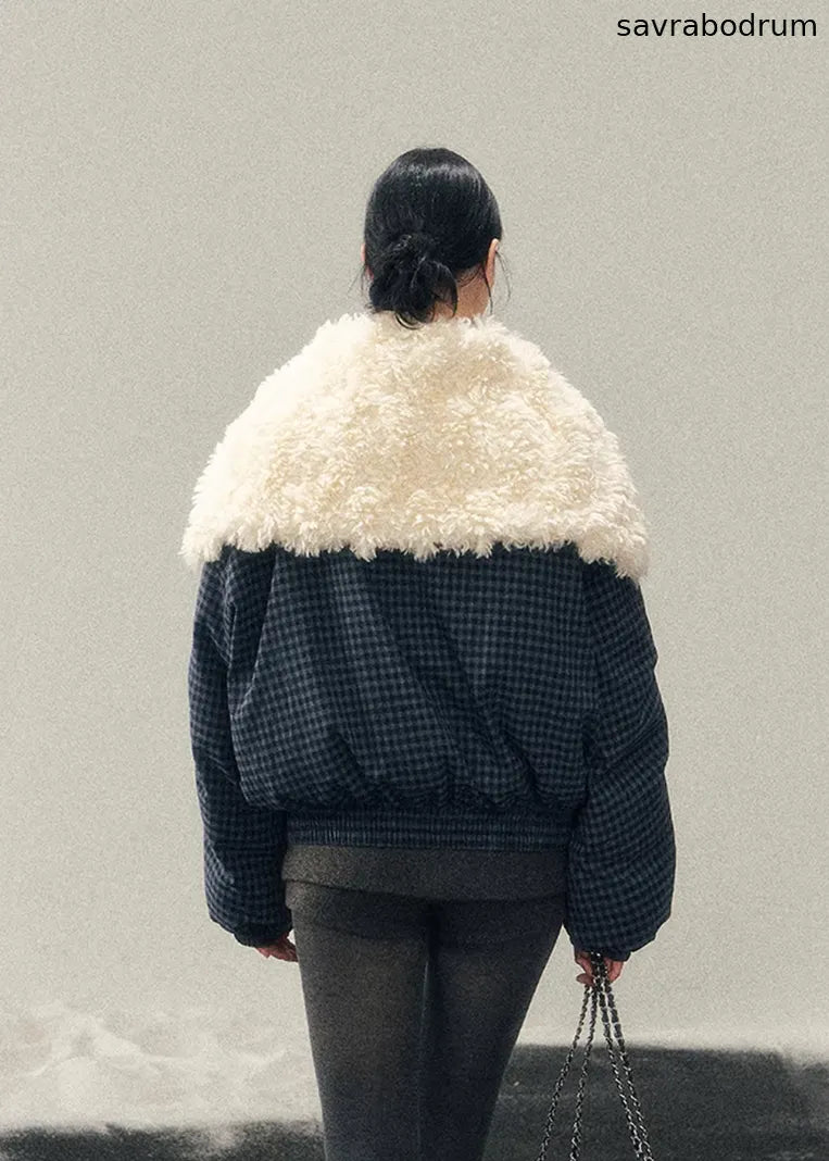 Silent Blue Lamb Collar Jacket