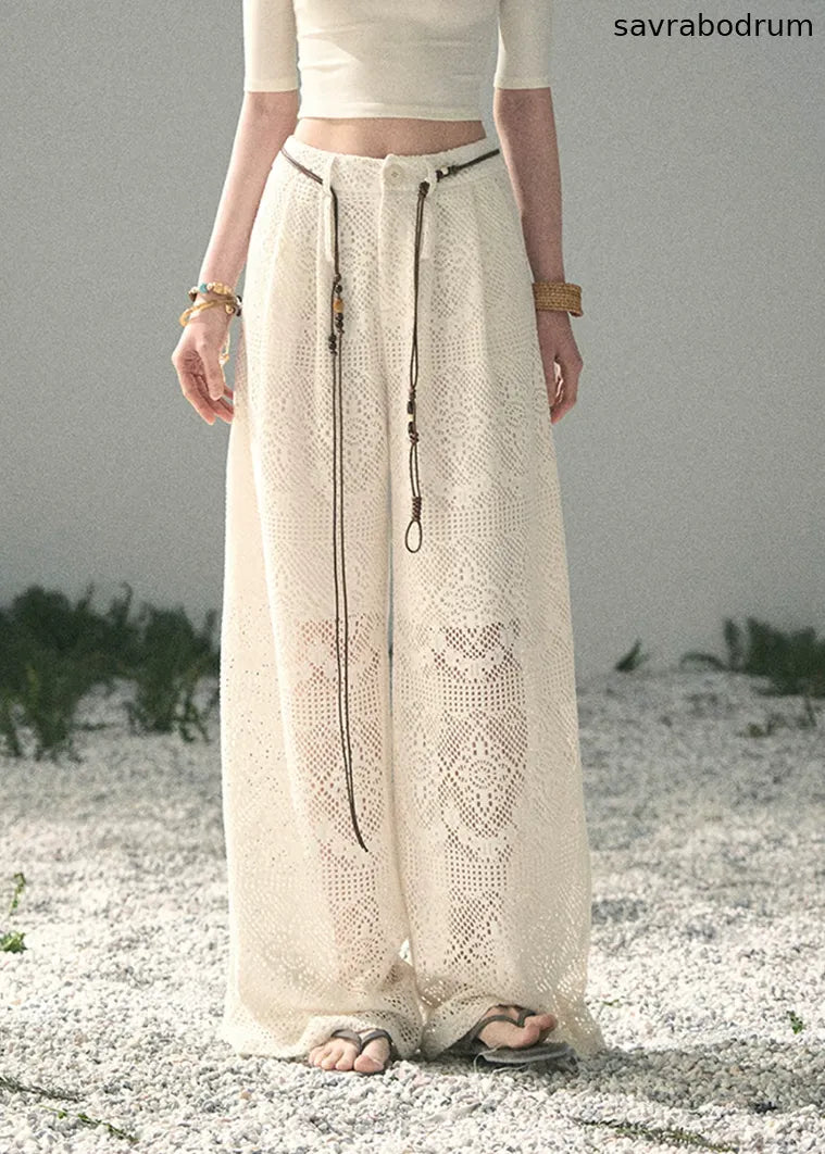 Stroll Here Openwork Wide-Leg Pants