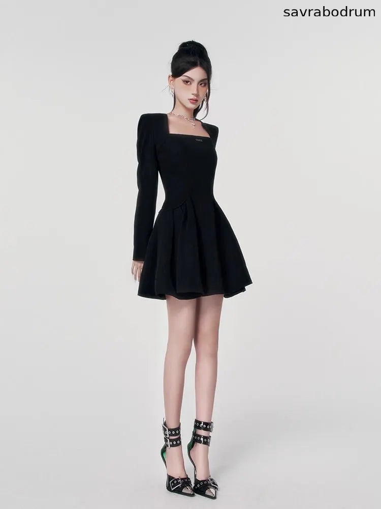 Black Puff Skirt Elegance Dress