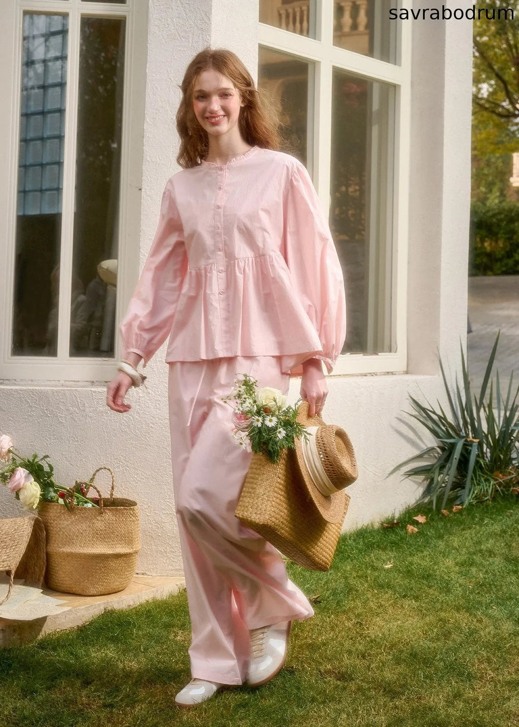 Baby Pink Ruffle Cami & Lounge Pants Set
