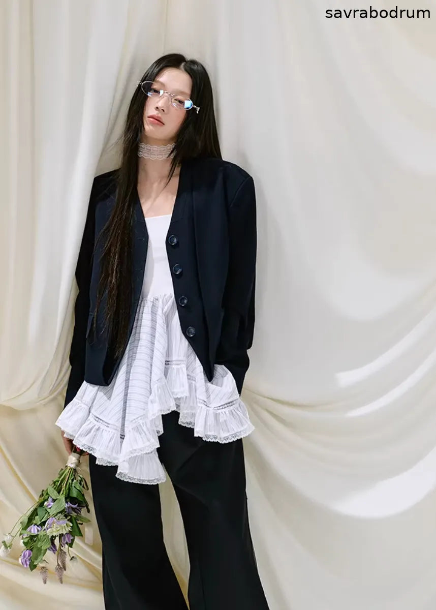 Midnight Veil Patchwork Blazer