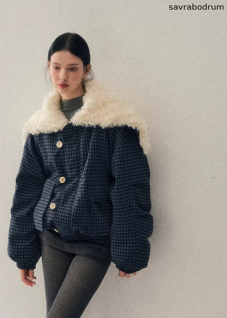 Silent Blue Lamb Collar Jacket