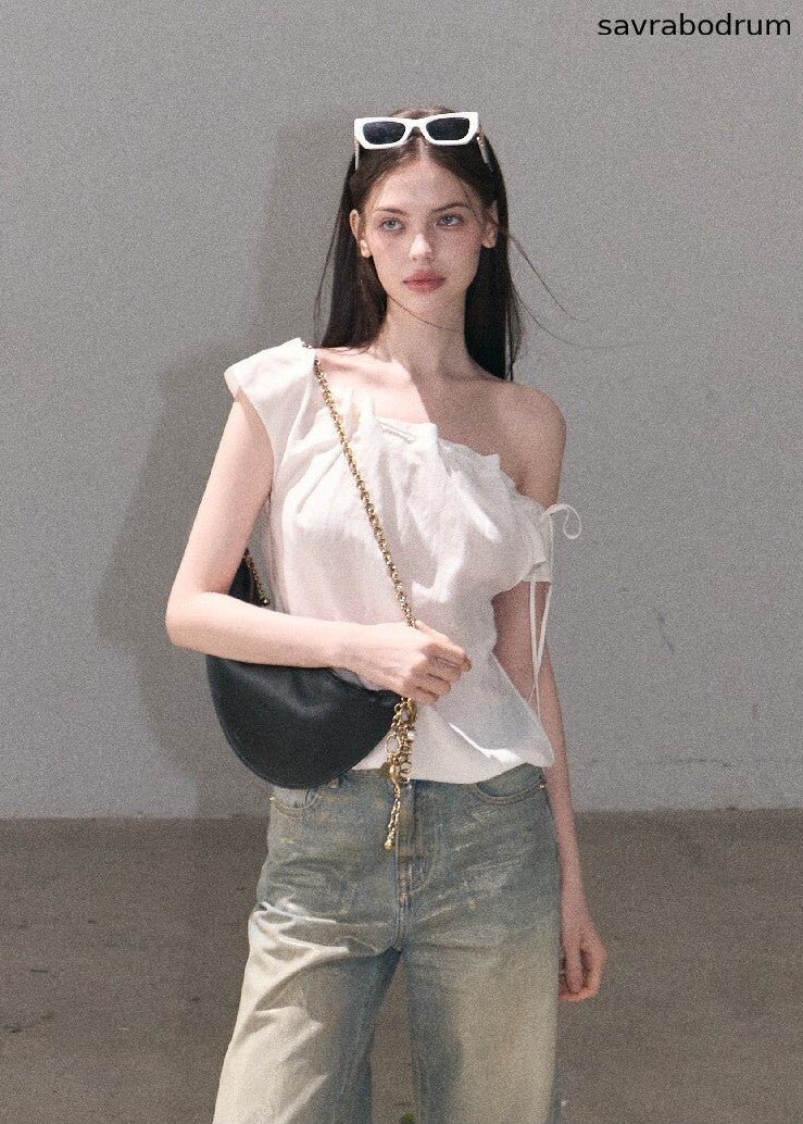 Quiet Courtyard Draped Top & Wide-Leg Pants Set