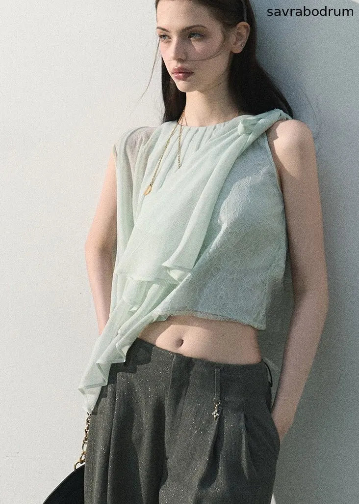 Gilded Drape Linen-Blend Wide-Leg Pants