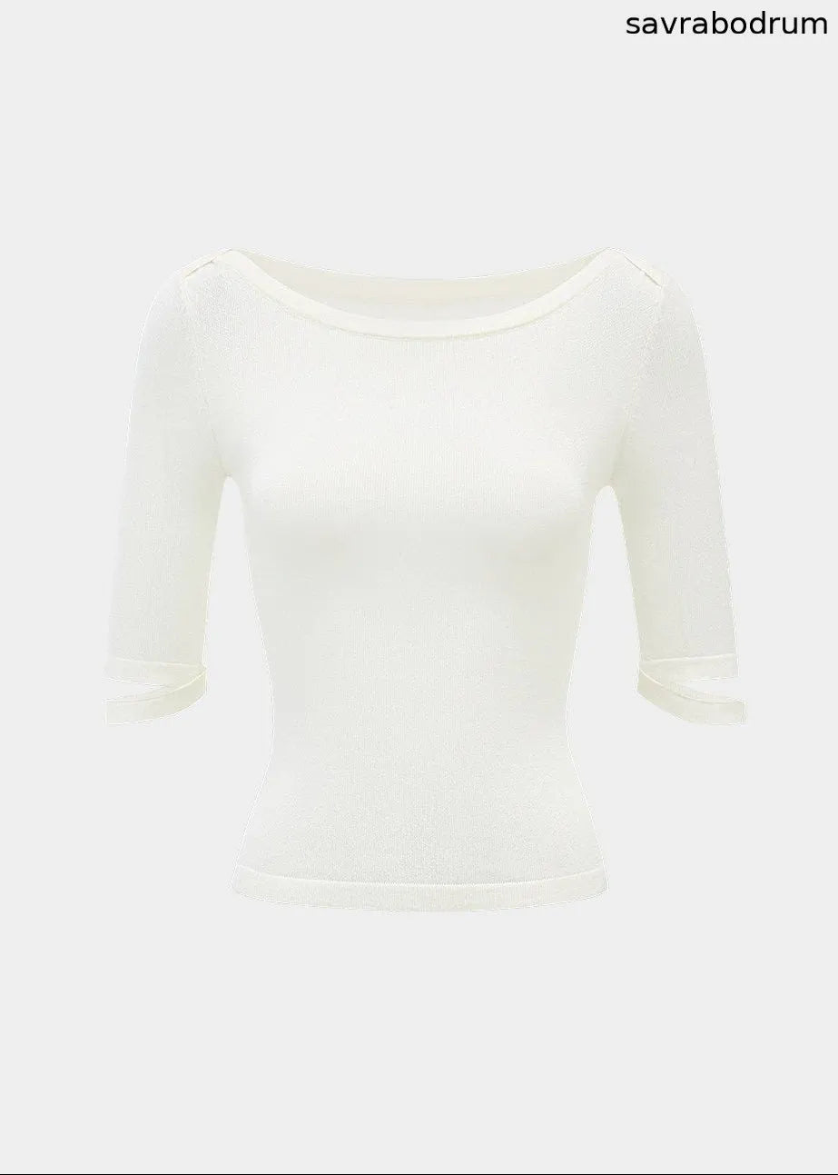 Minimal Off-Shoulder Knit Top