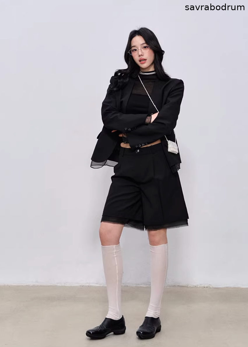 Midnight Tailored Shorts Set