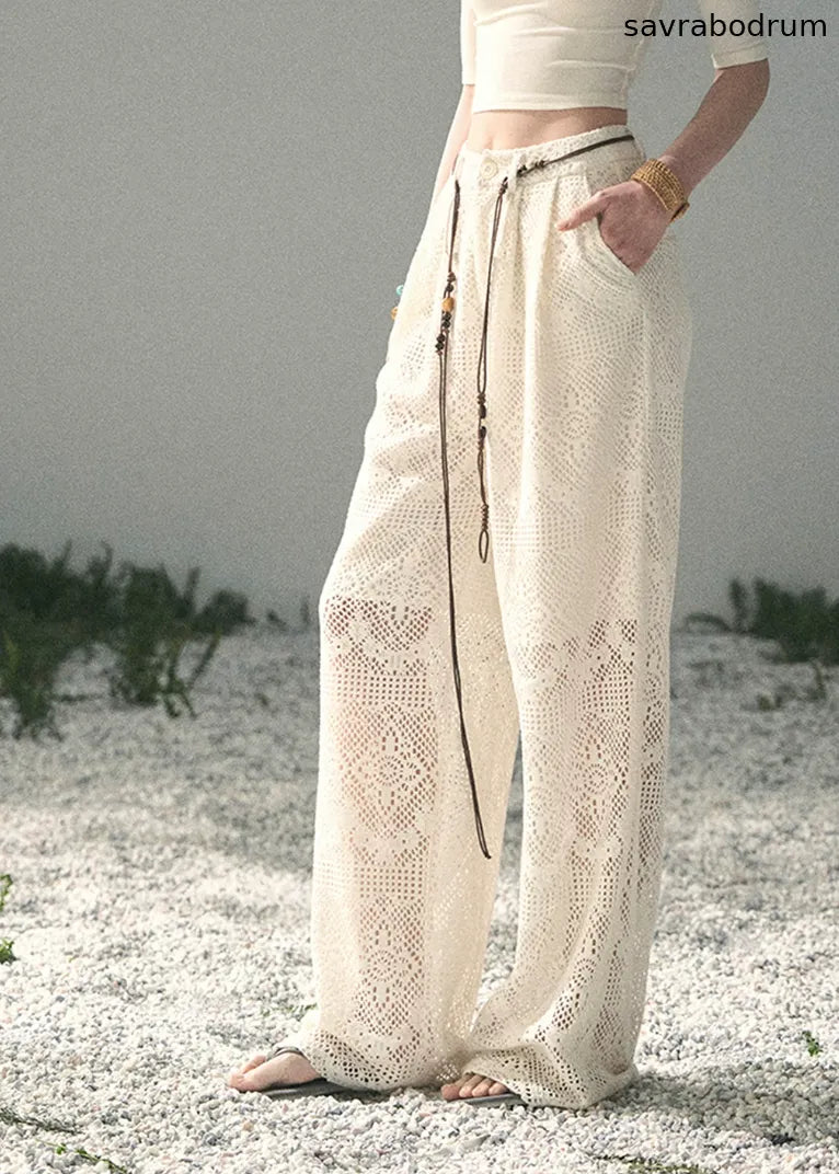 Stroll Here Openwork Wide-Leg Pants