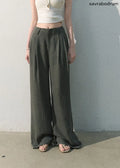 Gilded Drape Linen-Blend Wide-Leg Pants