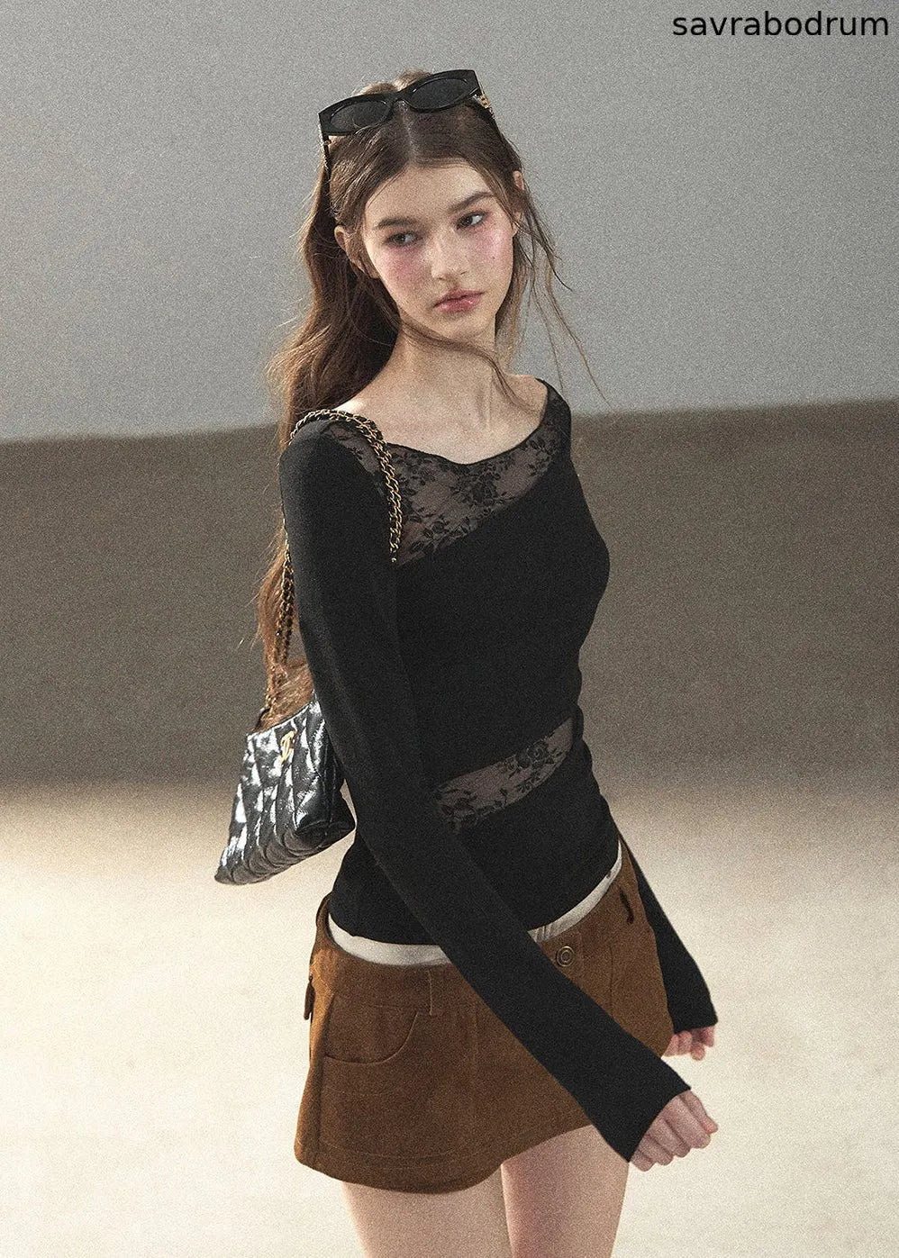 Misty Skin Sheer Lace Long Sleeve Top