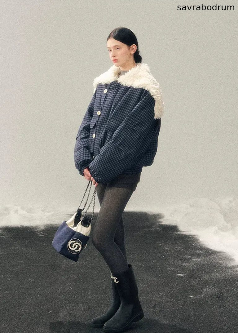 Silent Blue Lamb Collar Jacket