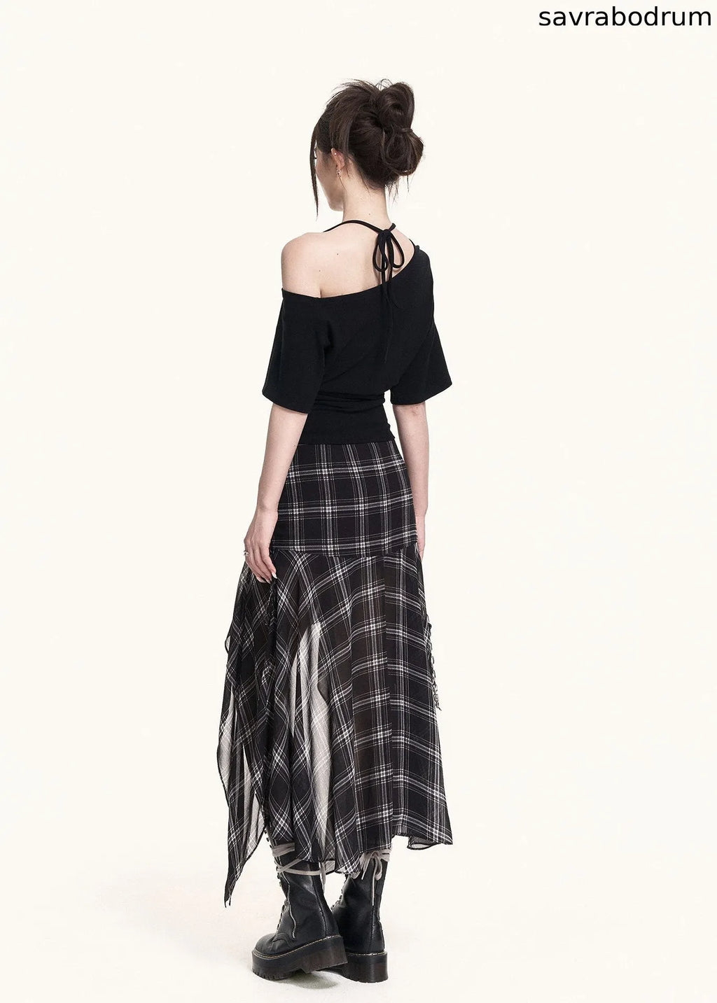 Cross-Shoulder Script Crop Top