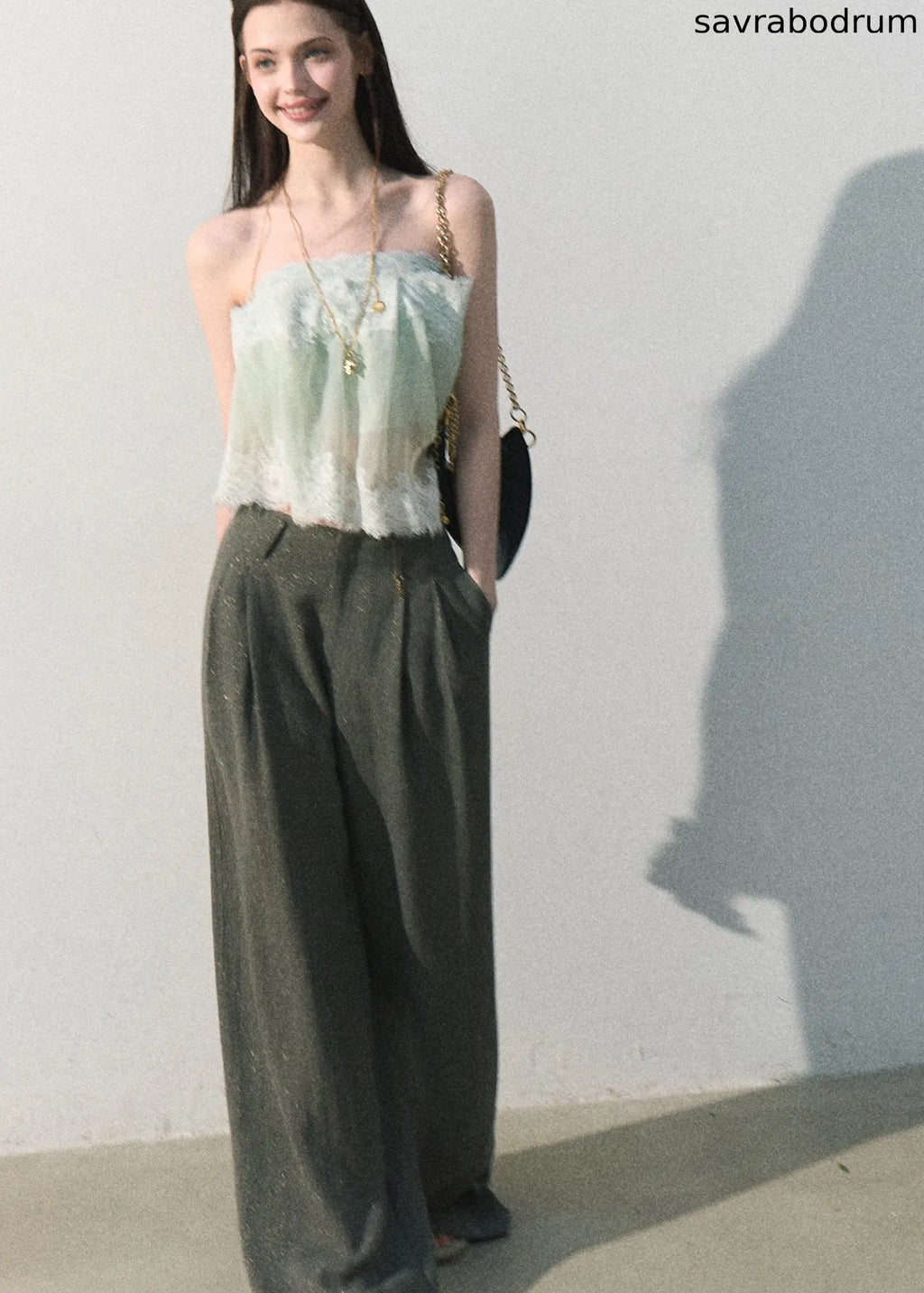 Gilded Drape Linen-Blend Wide-Leg Pants