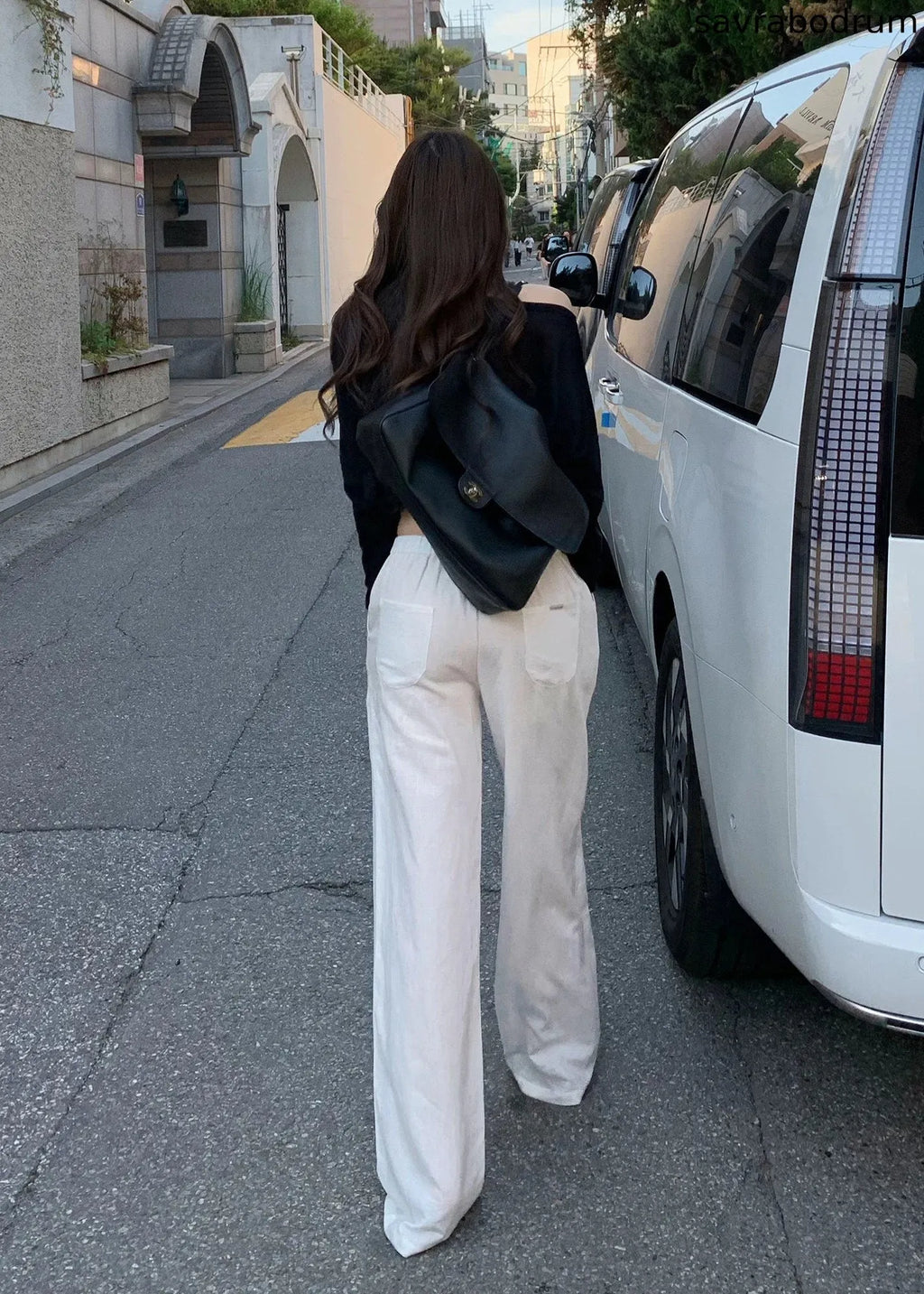 White Drawstring Wide-Leg Pants
